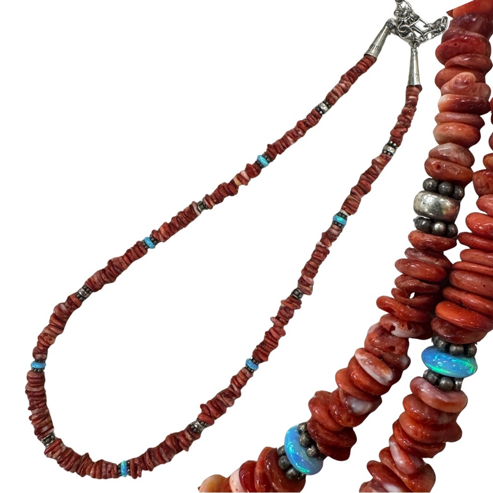 Coral Beaded Necklace Adjustable Clasp